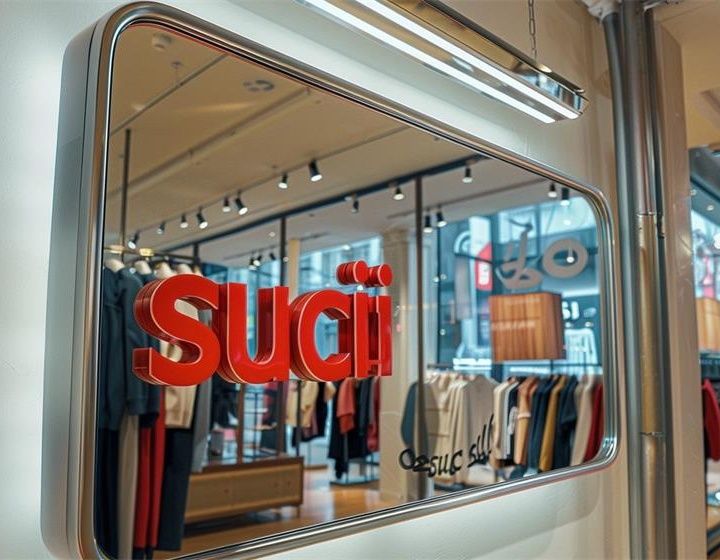 red acrylic mirror logo