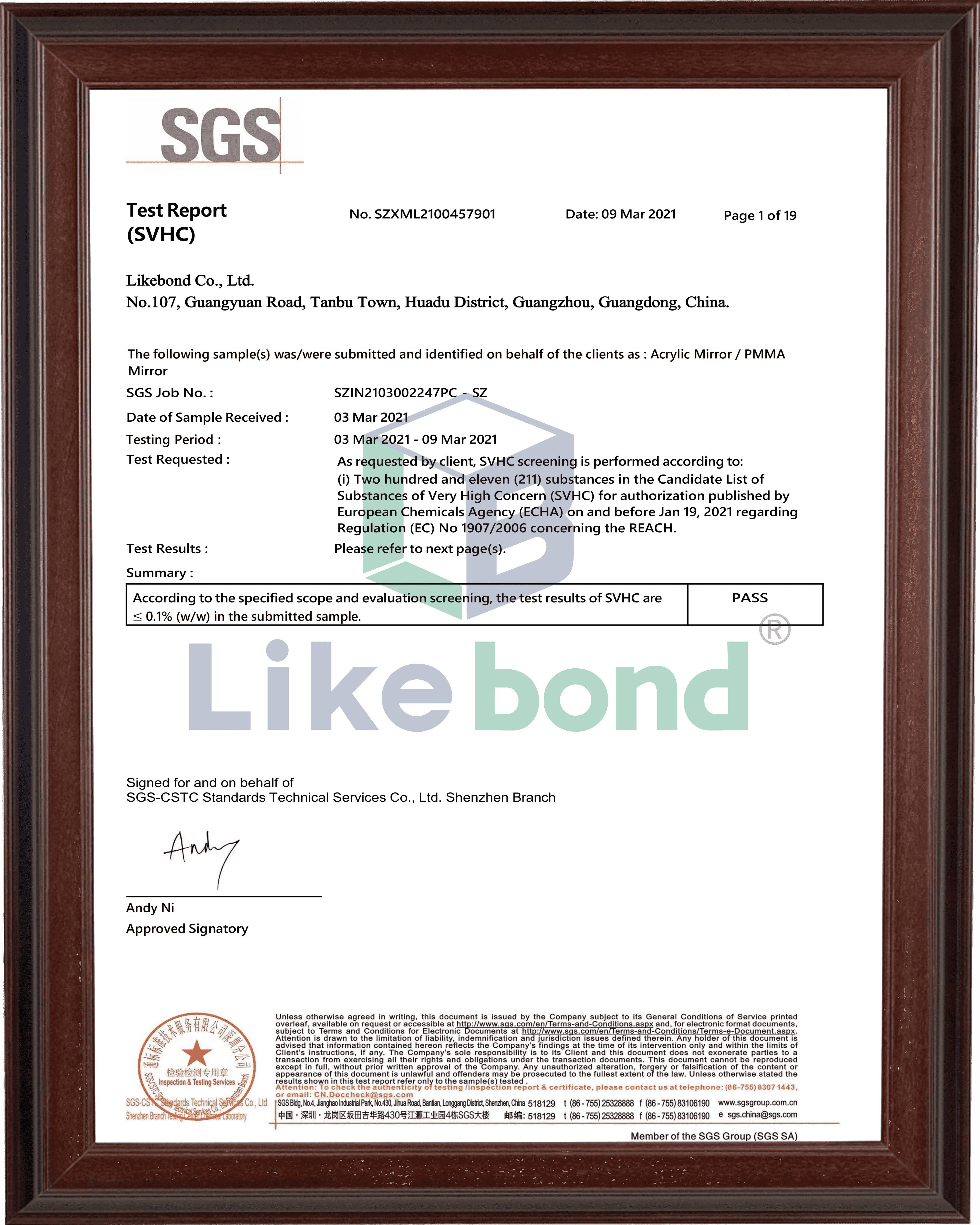 Acrylic Mirror Certificate